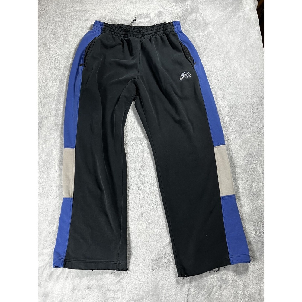 Nike Air Y2K Mens XL Black/Blue Swoosh Jogger Track Pants Baggy